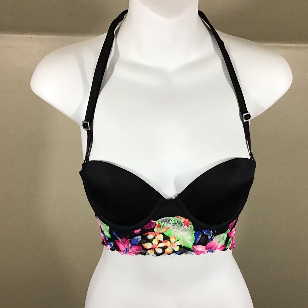 Victoria’s Secret Pink Bustier Bra Floral Lace 34B